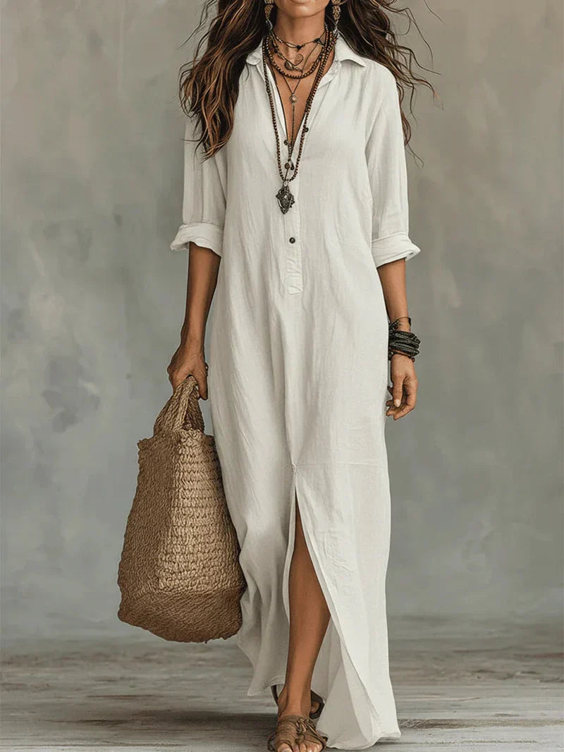 Vestido Selena™ | Maxi holgado con escote abotonado