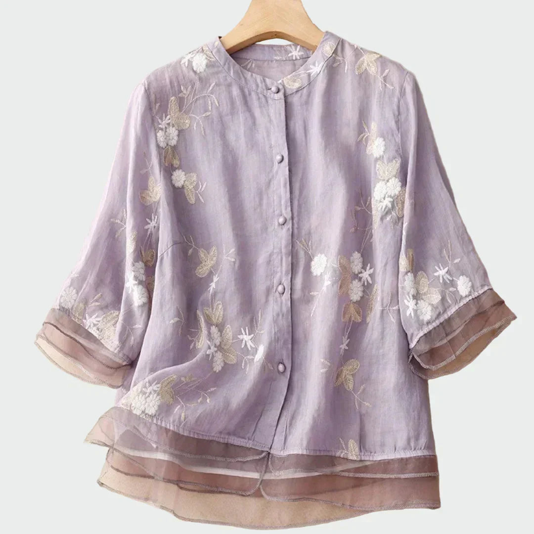 Zoe - Camisa bordada fina