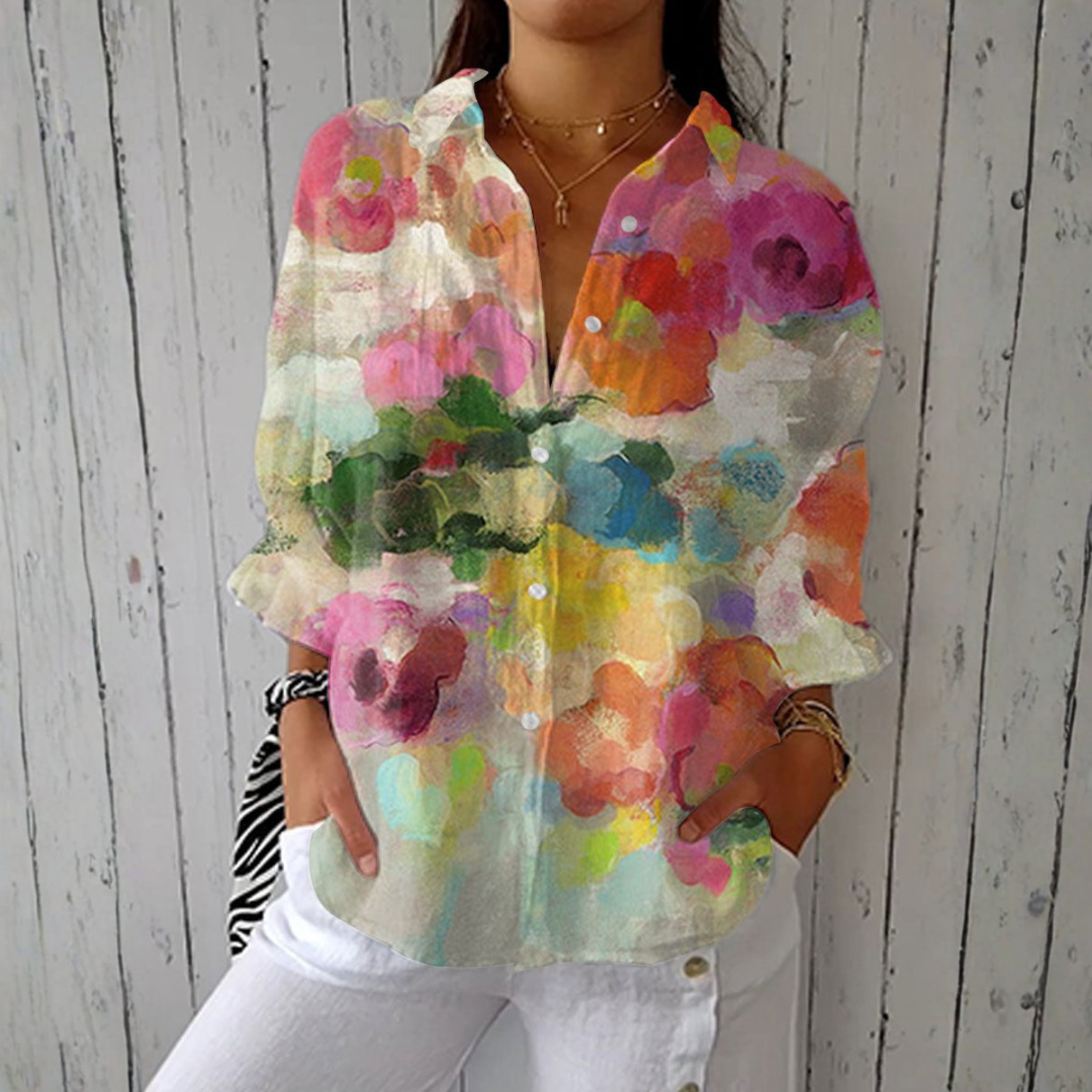 Camisa Inés™ | Elegancia en acuarela con estampado floral