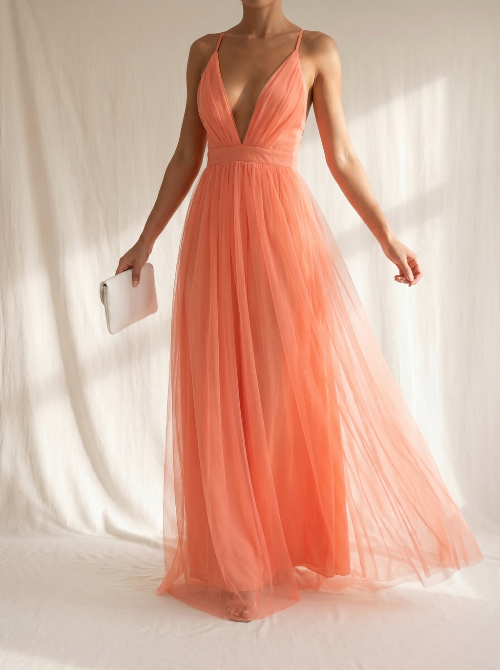 Ginebra | Vestido largo color coral claro