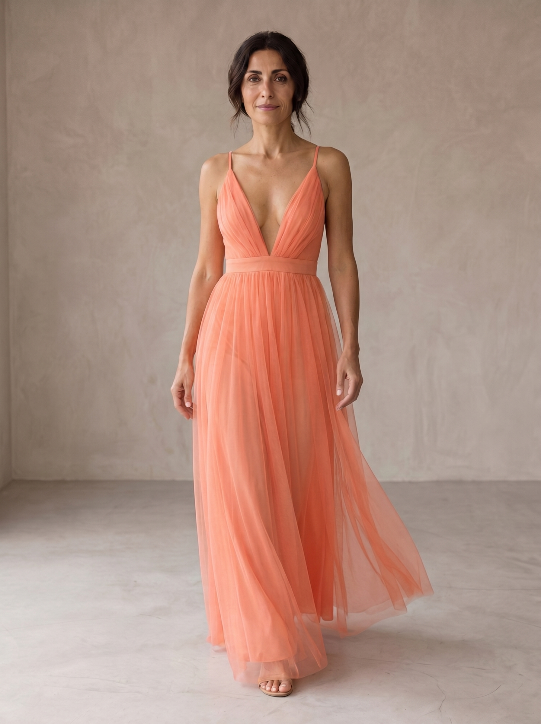 Ginebra | Vestido largo color coral claro